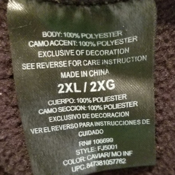 Mossy Oak Men's Size 2XL  Jacket Full Zipper 2 Pockets Black with Camo & Orange - Picture 7 of 7